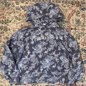 Gap X LoveShackFancy Girls Blue Floral Pullover Hoodie